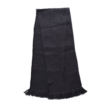 Louis Vuitton Wool Silk Logomania Scarf Charcoal Grey 2 of 3