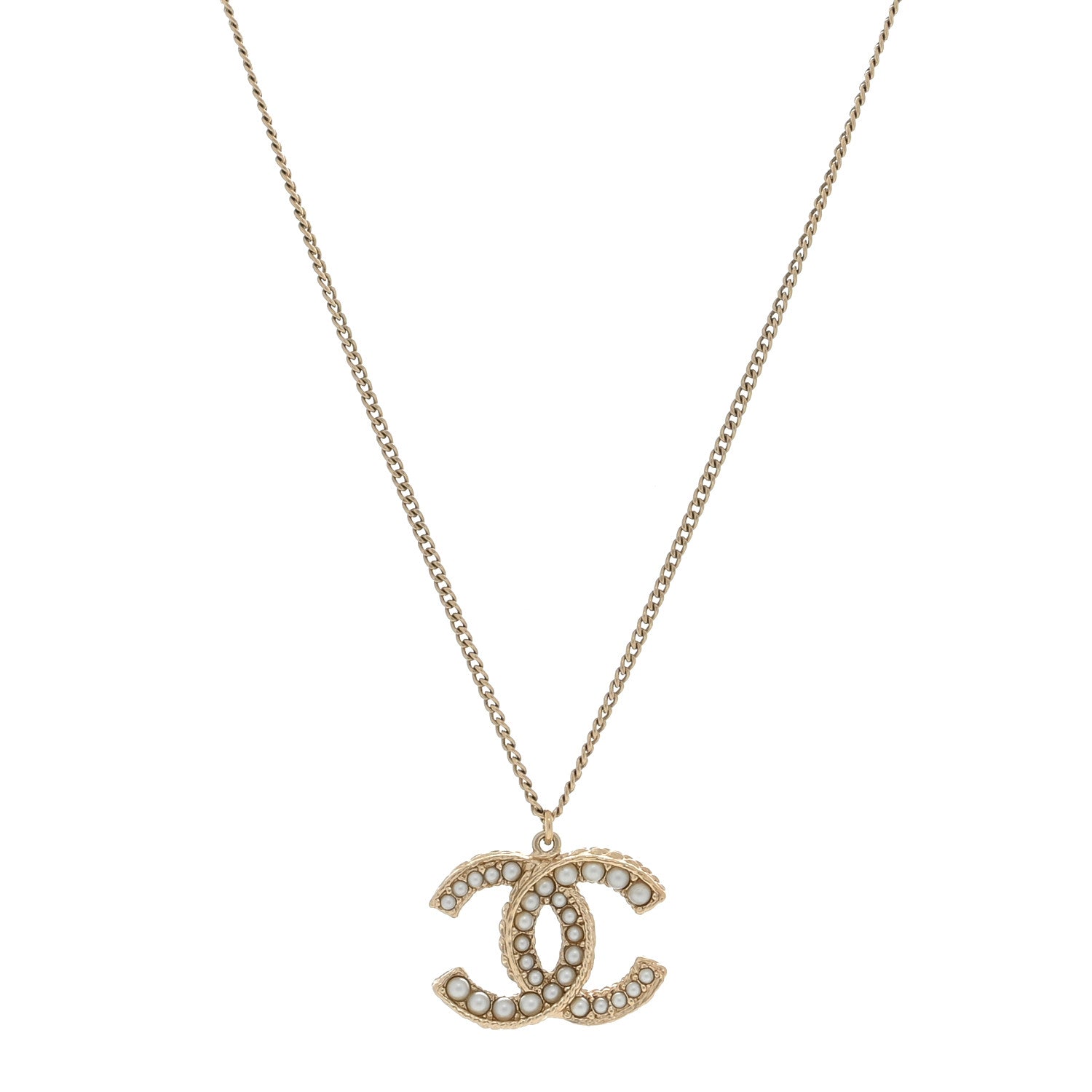 Chanel Pearl CC Pendant Necklace Gold 1 of 3