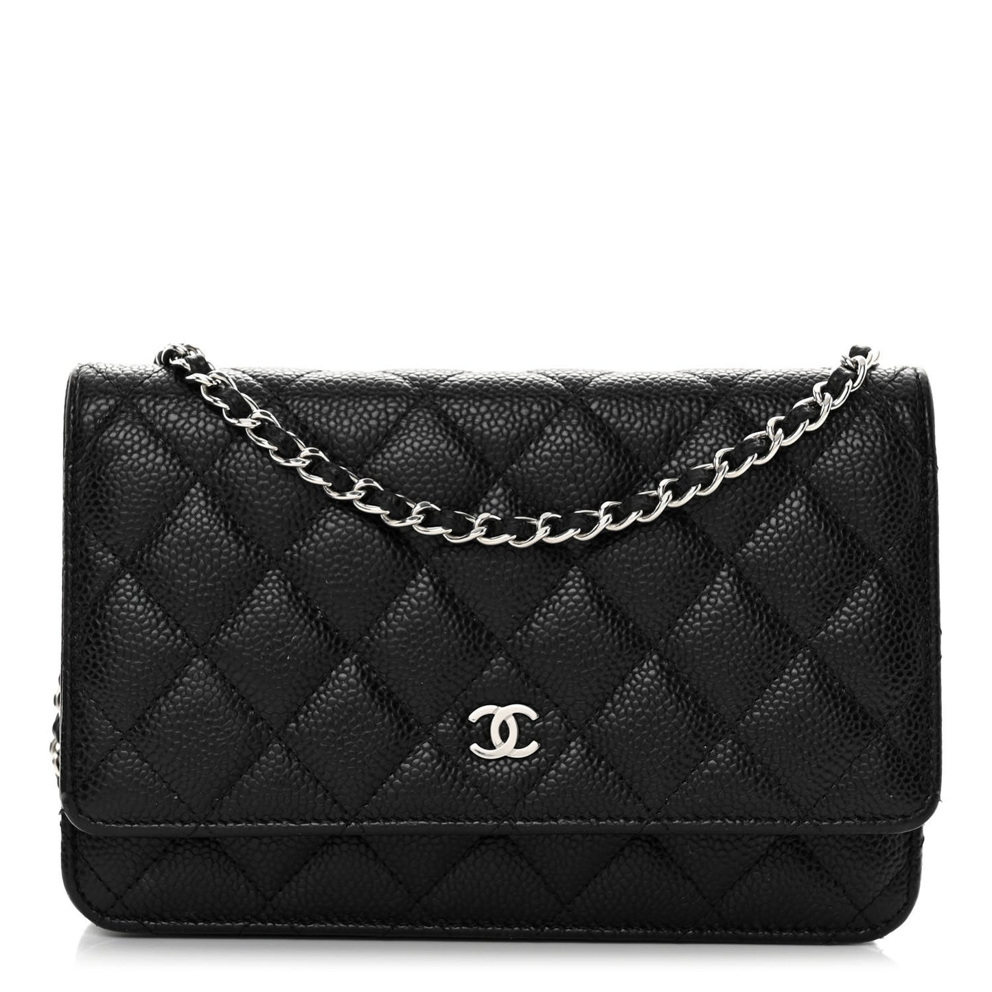 Caviar Quilted Wallet on Chain WOC Black