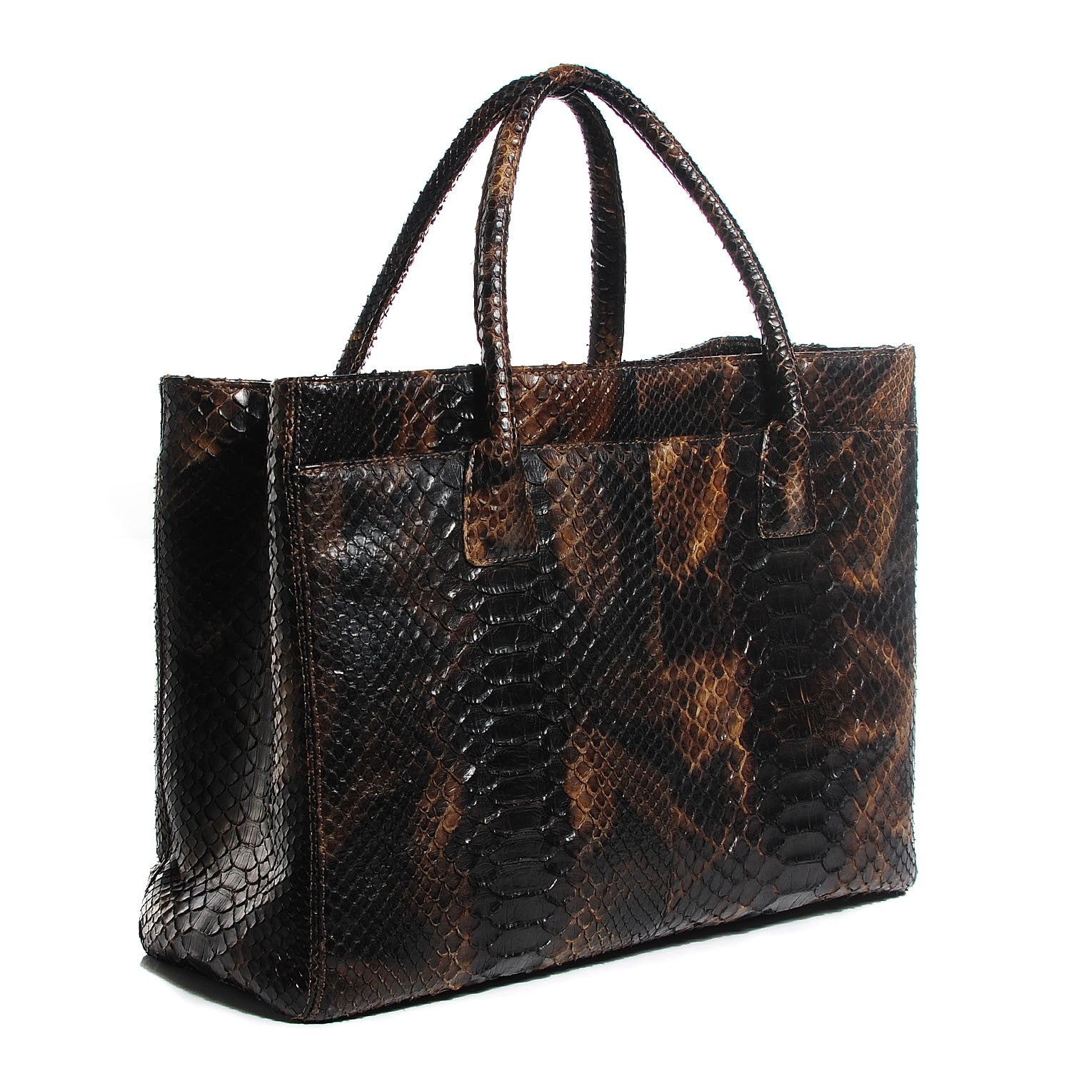 Chanel Python Cerf Shopper Tote Dark Brown 3 of 7