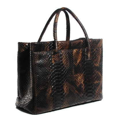 Chanel Python Cerf Shopper Tote Dark Brown 3 of 7