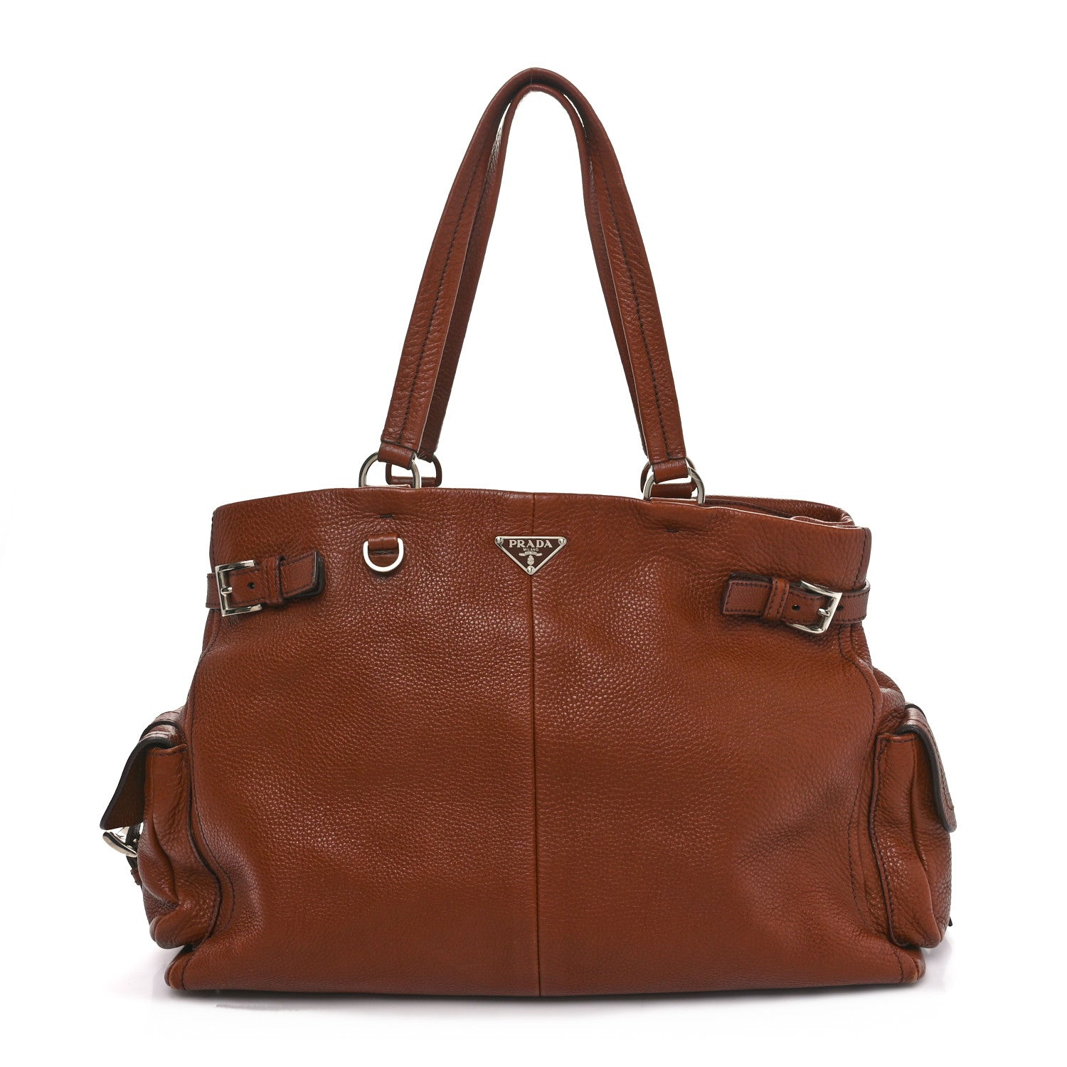 Prada Vitello Daino Buckle Shoulder Bag Tabacco 1 of 10
