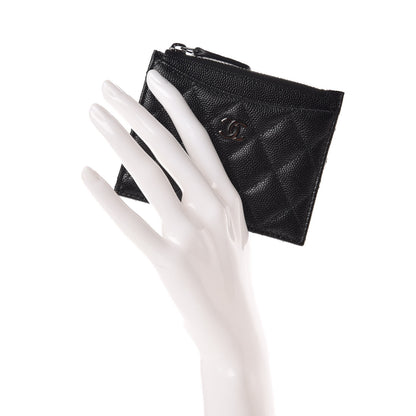 Chanel Iridescent Caviar Quilted CC Zip Card Holder Black 2 of 8
