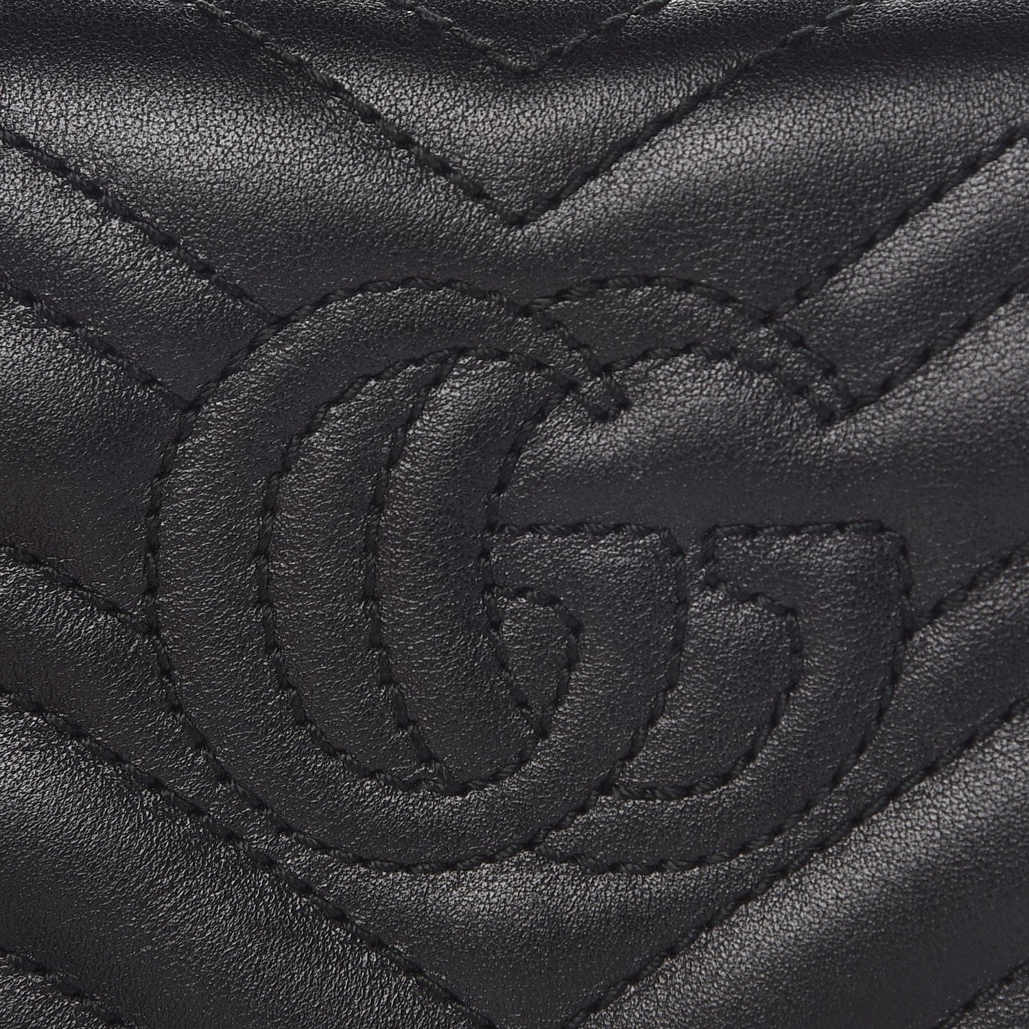 Gucci Calfskin Matelasse GG Marmont Card Case Wallet Black 7 of 9