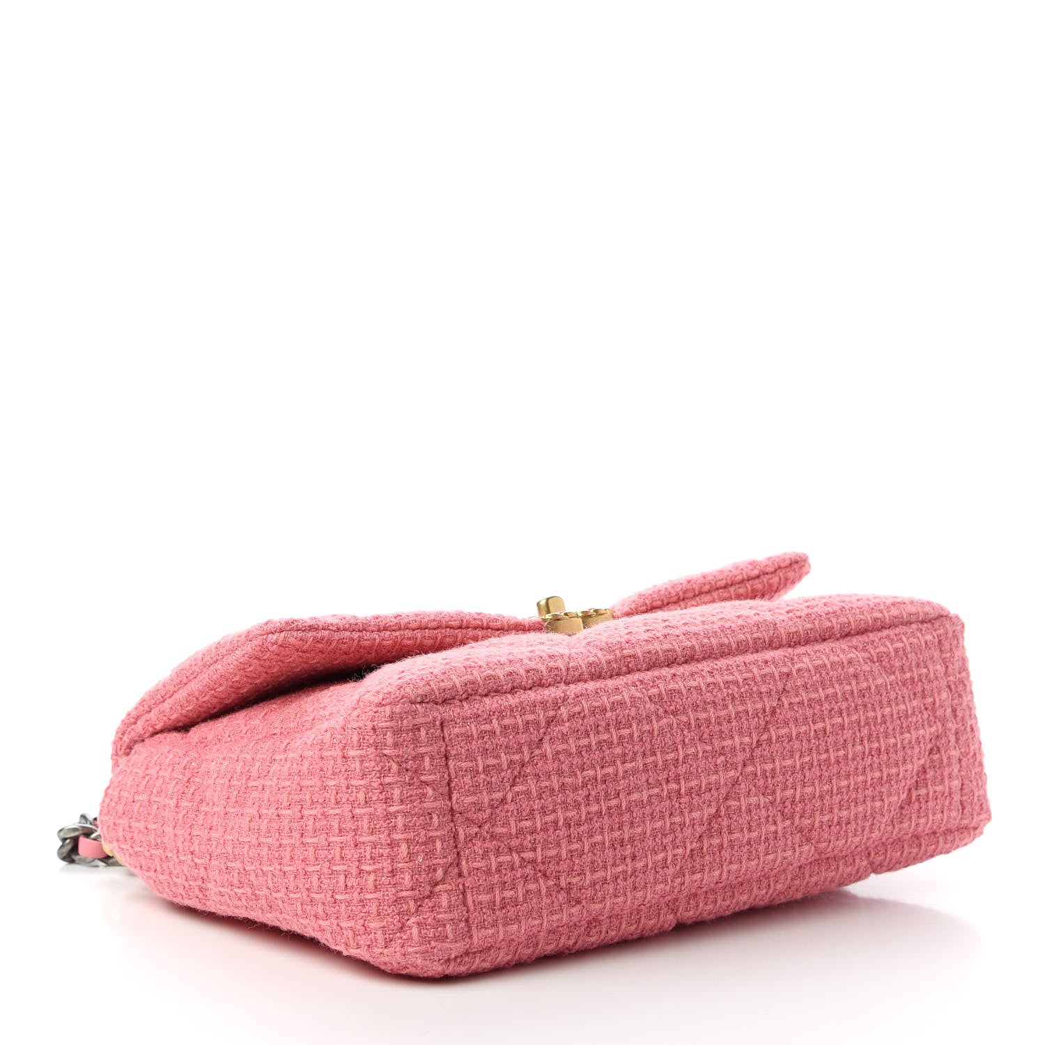 Chanel Metallic Tweed Quilted Large Chanel 19 Flap Pink 4 of 12