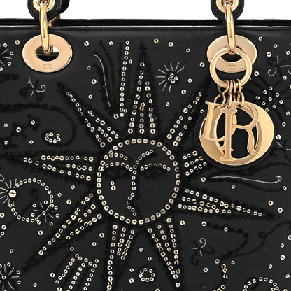 Christian Dior Calfskin Sequins Astrology Medium Lady Dior Black 8 of 12