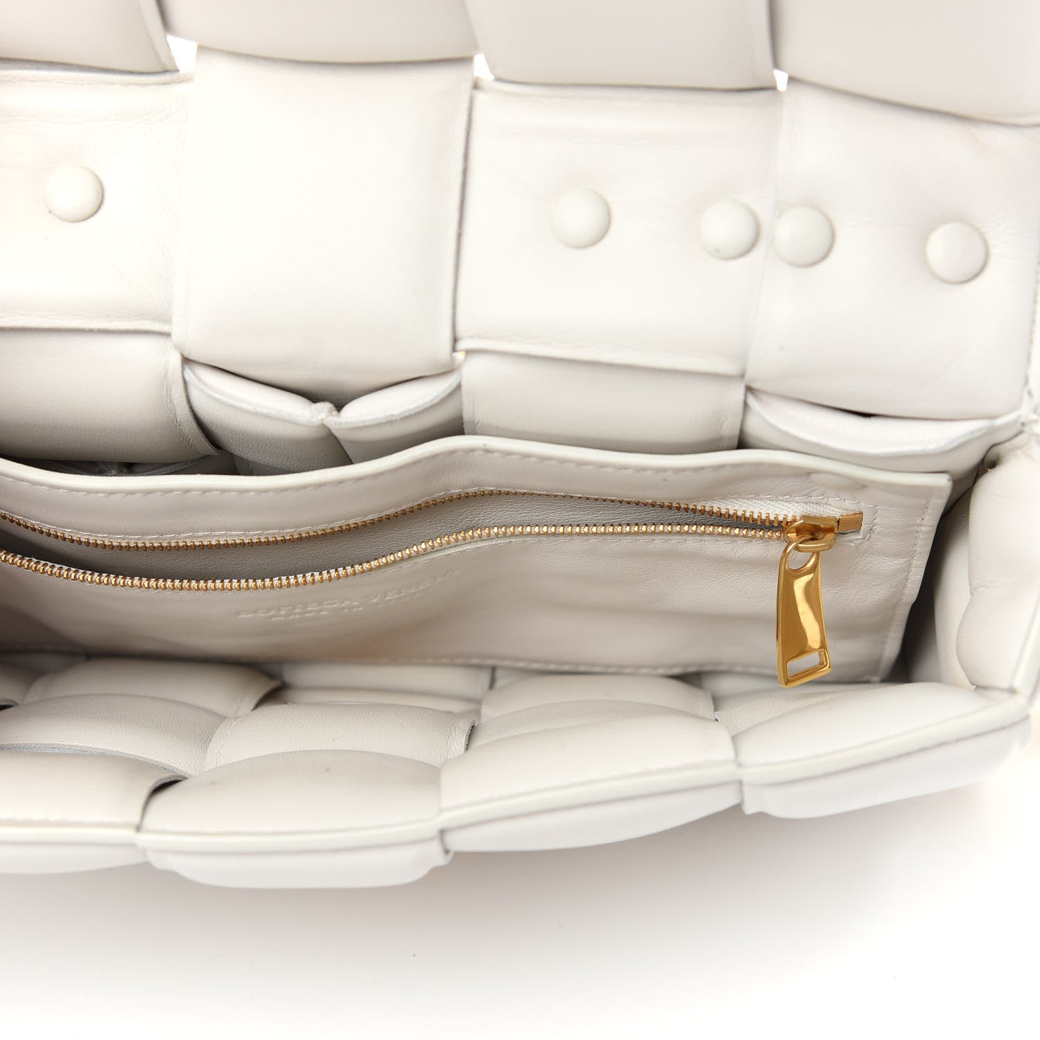 Bottega Veneta Lambskin Maxi Intreccio Padded Chain Cassette Crossbody Bag White 5 of 9