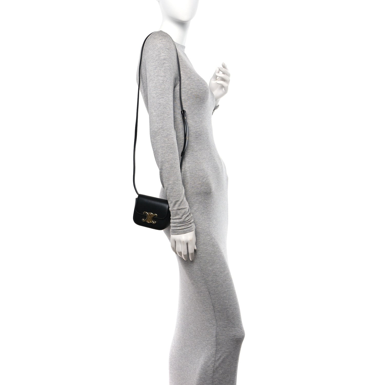 Celine Shiny Calfskin Mini Triomphe Black 2 of 9