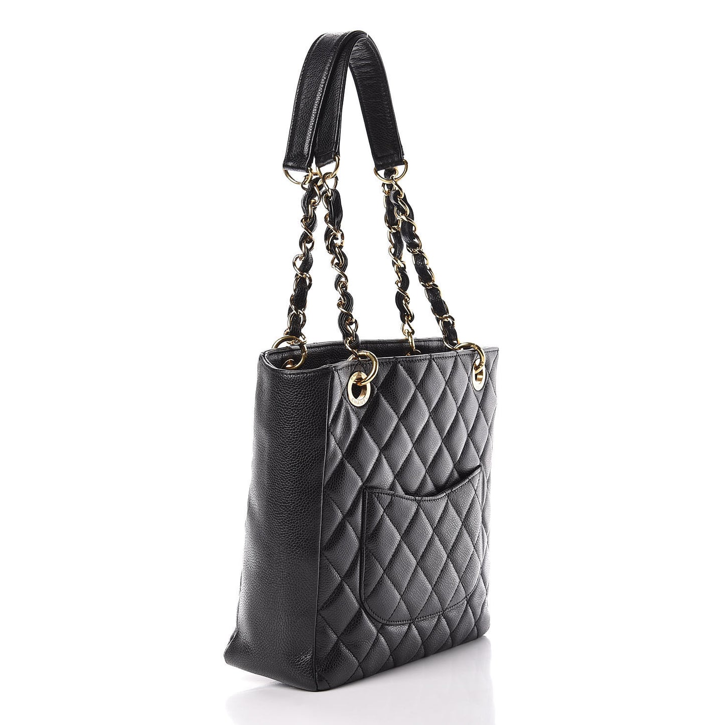 Caviar Quilted Petit Shopping Tote PST Black