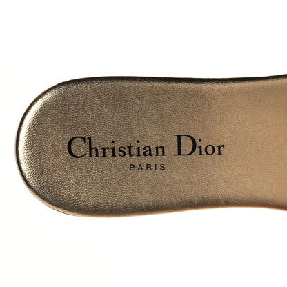 Christian Dior Canvas Lurex Embroidered Dway Flat Slide Sandals 38 Platinum 14 of 16