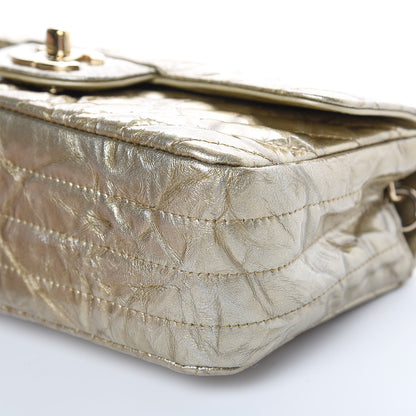 Chanel Patent Metallic Crumpled Calfskin Chevron Quilted Mini Rectangular Flap Gold 10 of 11