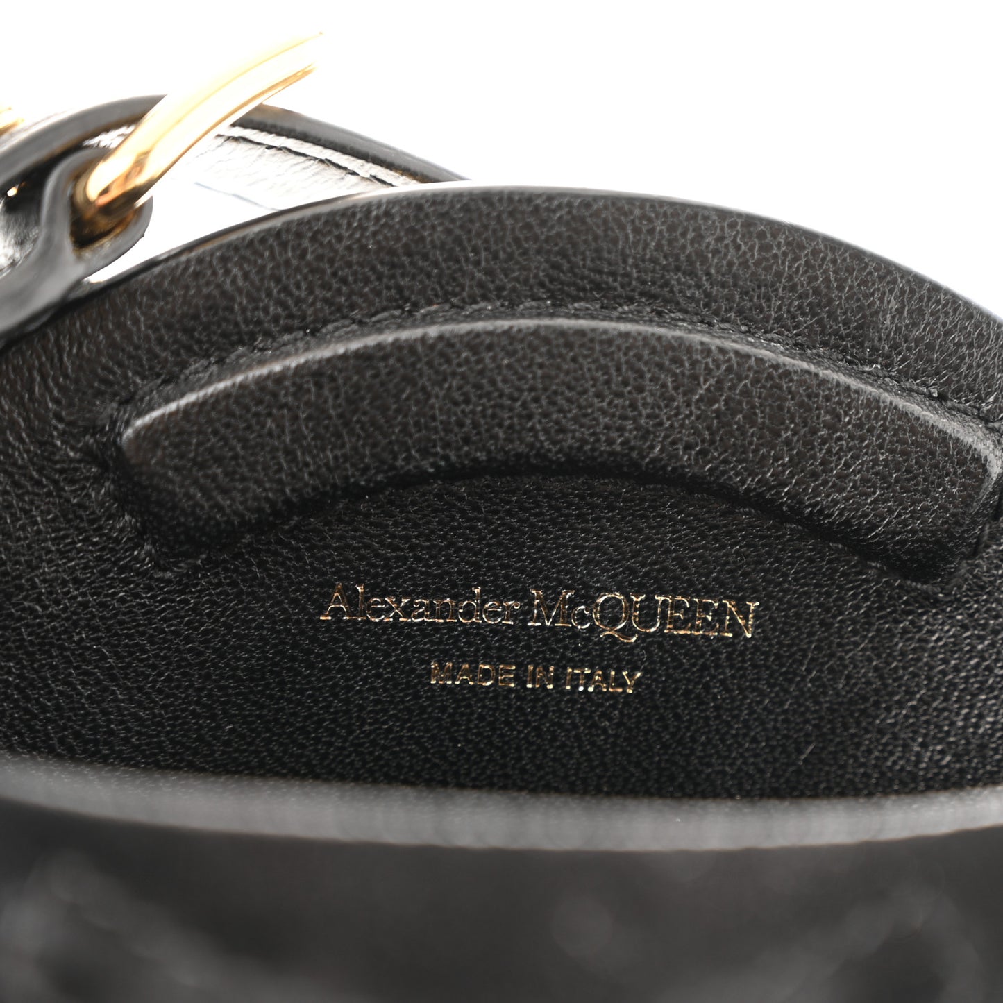 Metallic Calfskin Crystal Micro Curve Bucket Bag Gold Black