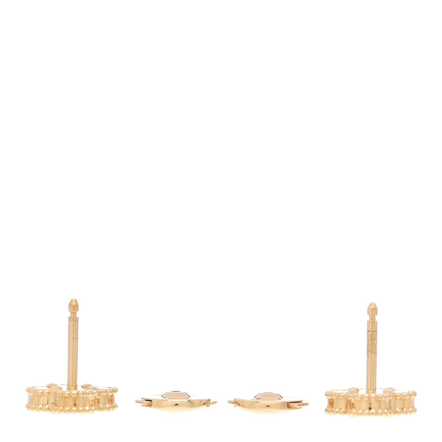 Van Cleef & Arpels 18K Yellow Gold Mother of Pearl Sweet Alhambra Earrings 3 of 5