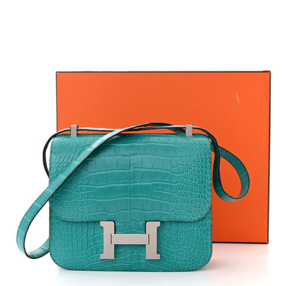 Hermes Matte Alligator Constance 24 Bleu Paon 11 of 11
