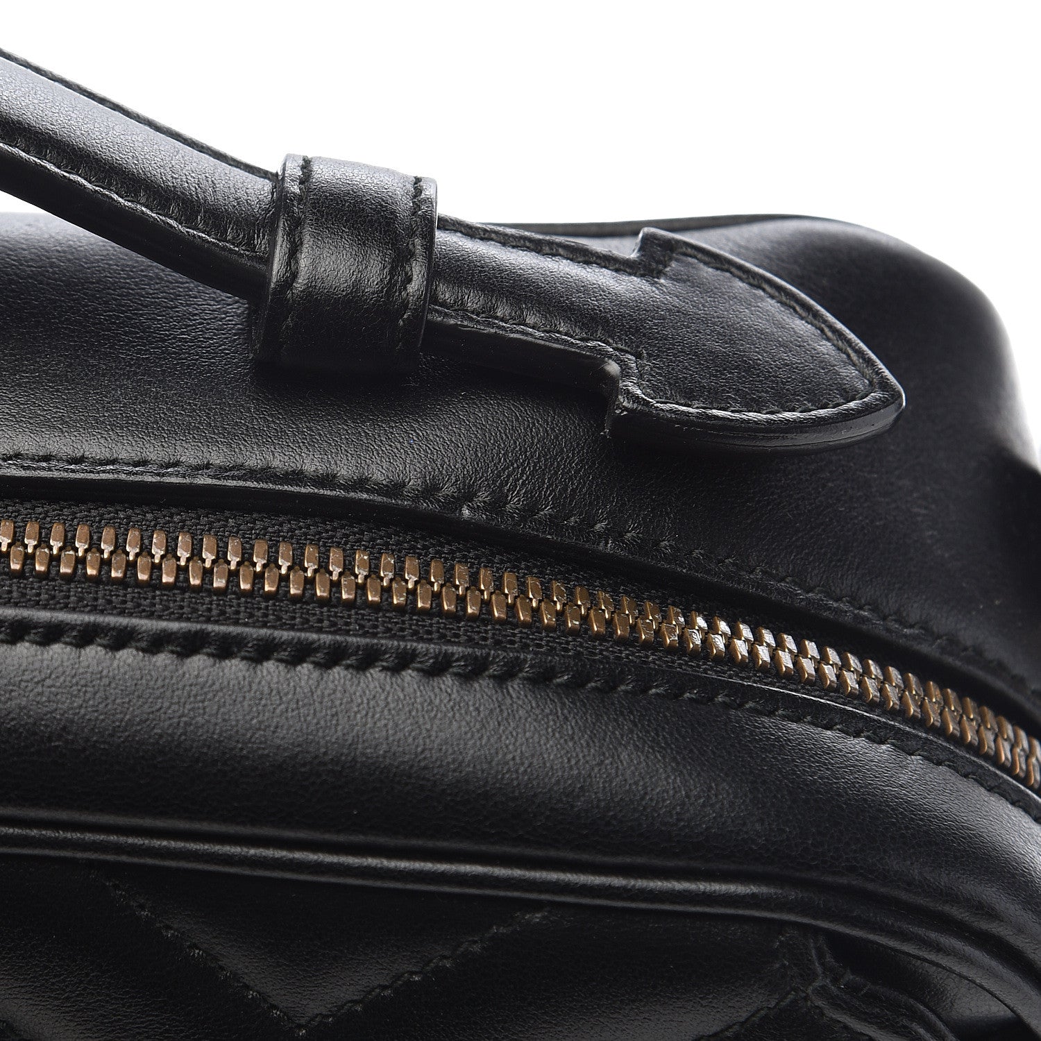 Gucci Calfskin Matelasse Sylvie Web Small GG Marmont Top Handle Shoulder Bag Black 10 of 10