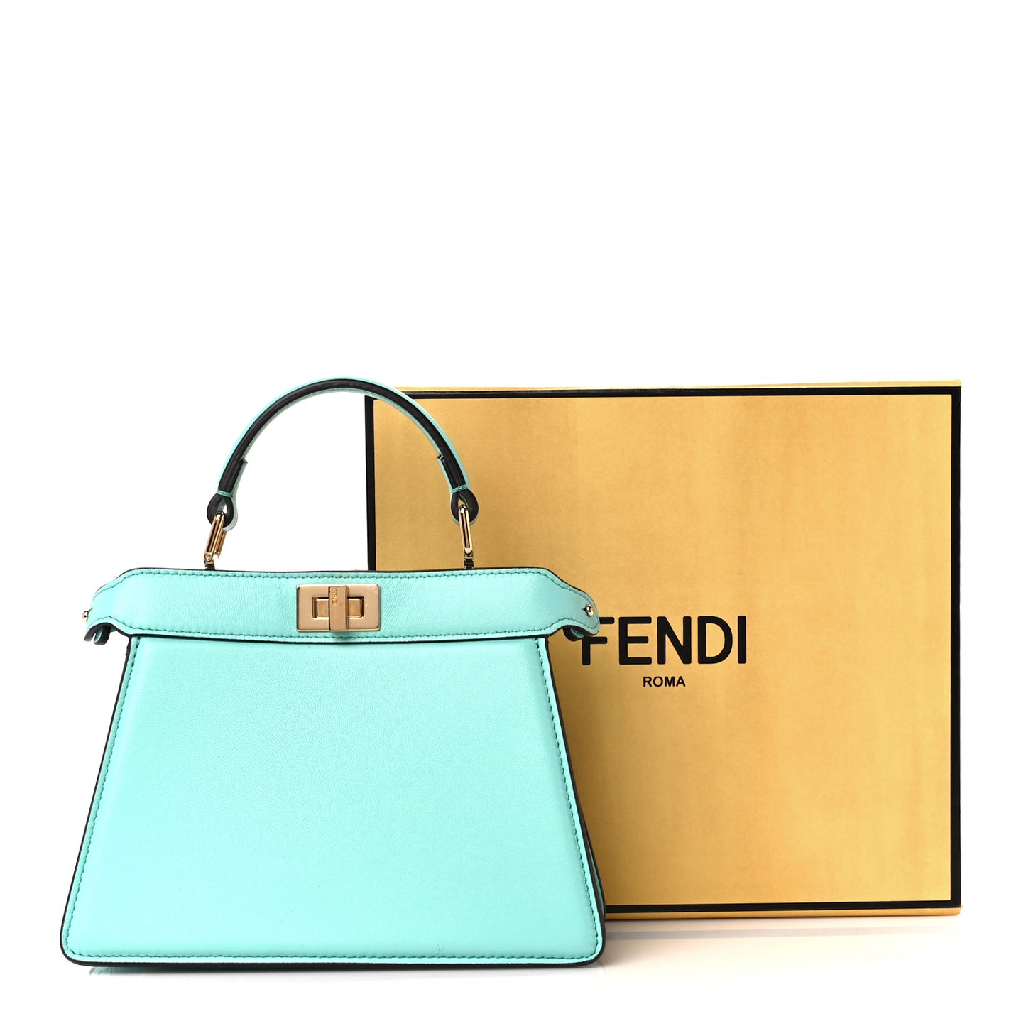 Shiny Nappa Petite Peekaboo I SEE U Satchel Spring Turquoise