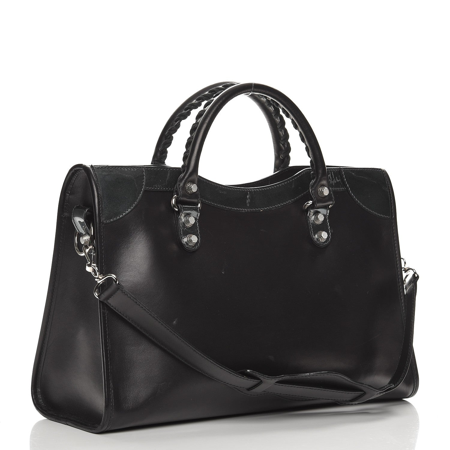 Balenciaga Smooth Calfskin Metallic Patent Giant 12 Silver Hardware City Black Gris 4 of 11