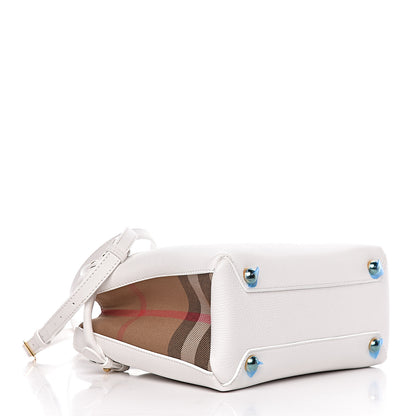 Burberry Grainy Calfskin House Check Small Banner Tote Chalk White 4 of 12