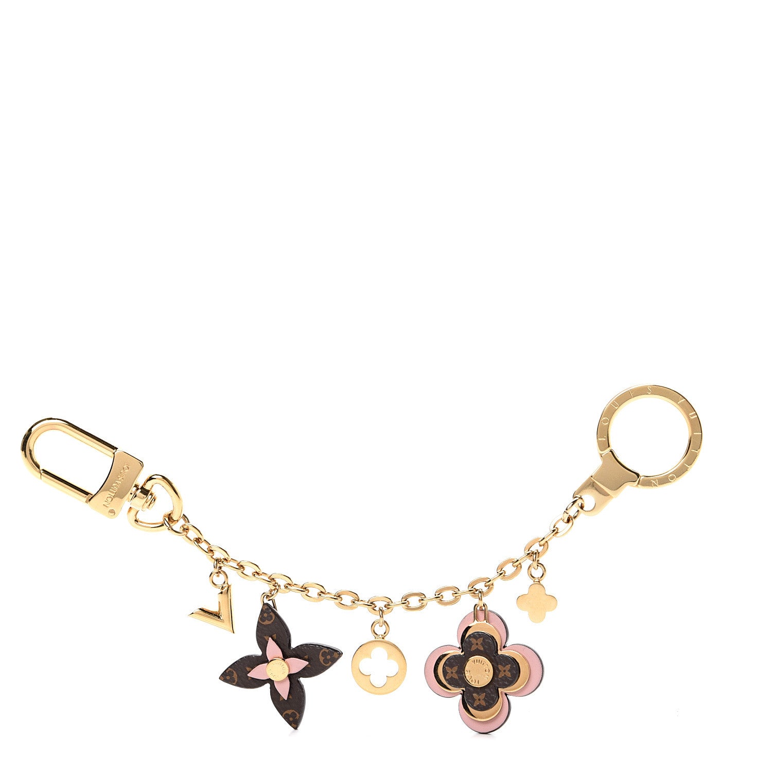 Louis Vuitton Brass Monogram Blooming Flowers Bag Charm Key Holder Rose Ballerine 1 of 5