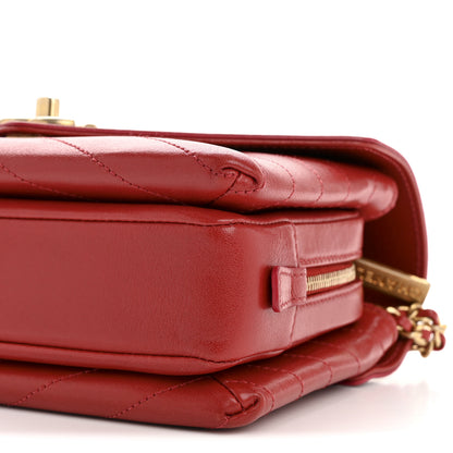 Chanel Lambskin Chevron Stitched Envelope Flap Bag Red 10 of 13