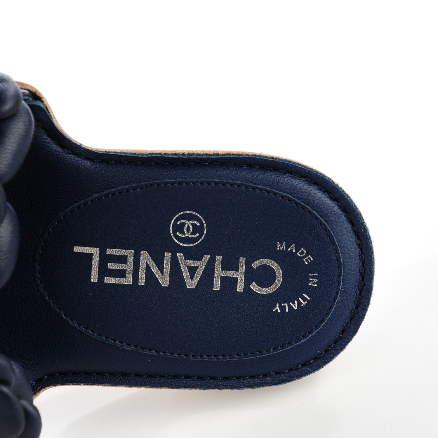 Chanel Lambskin Camellia Sandals 35 Dark Navy 7 of 8