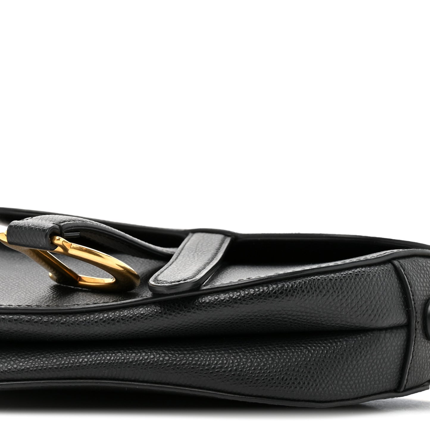Grained Calfskin Mini Saddle Bag Black