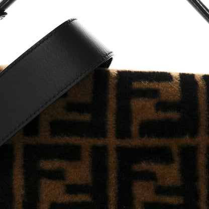 Fendi Shearling Vitello Dolce Macro FF 1974 Baguette Tobacco Black 7 of 9