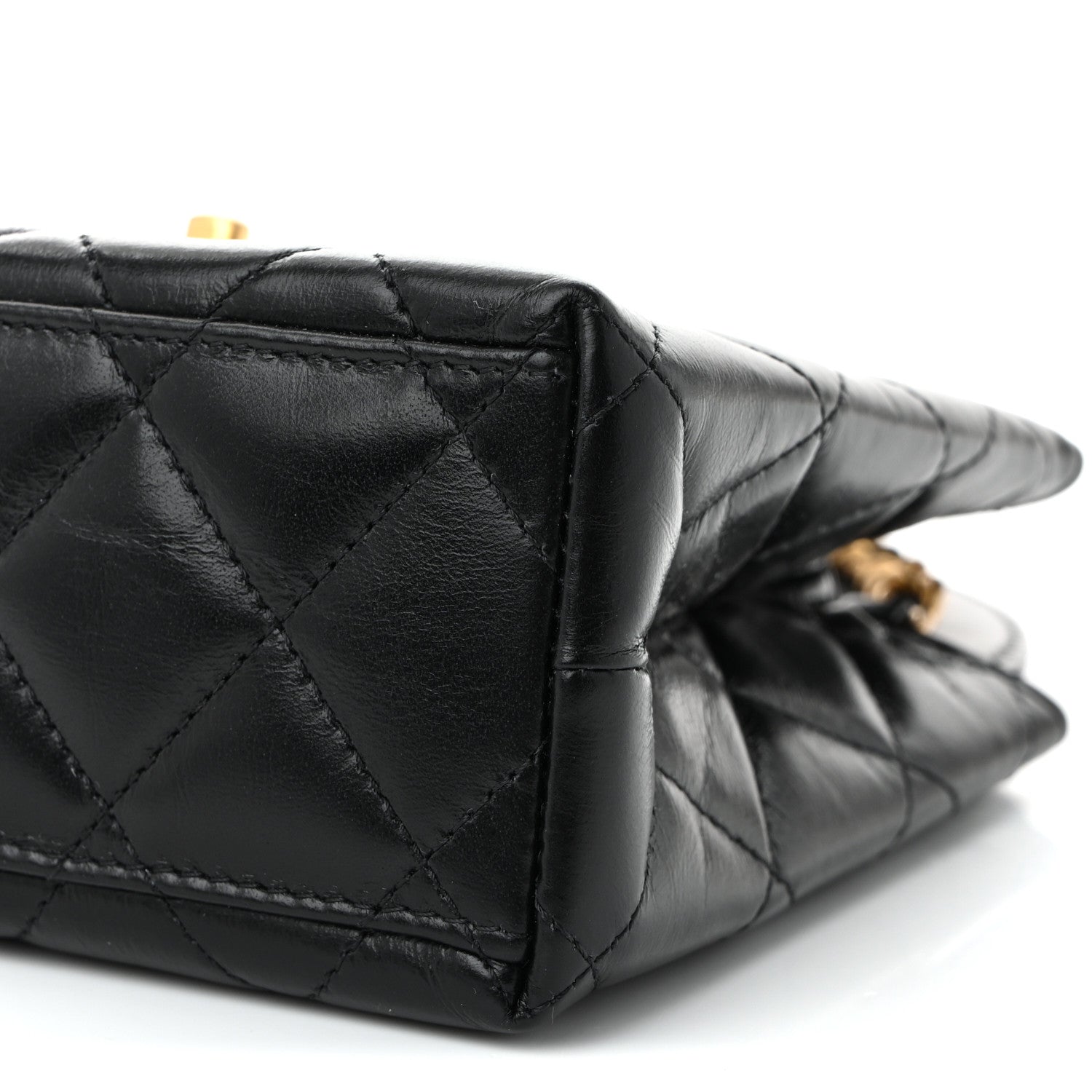 Chanel Shiny Aged Calfskin Quilted Nano Kelly Shopper Black Black 10 of 11