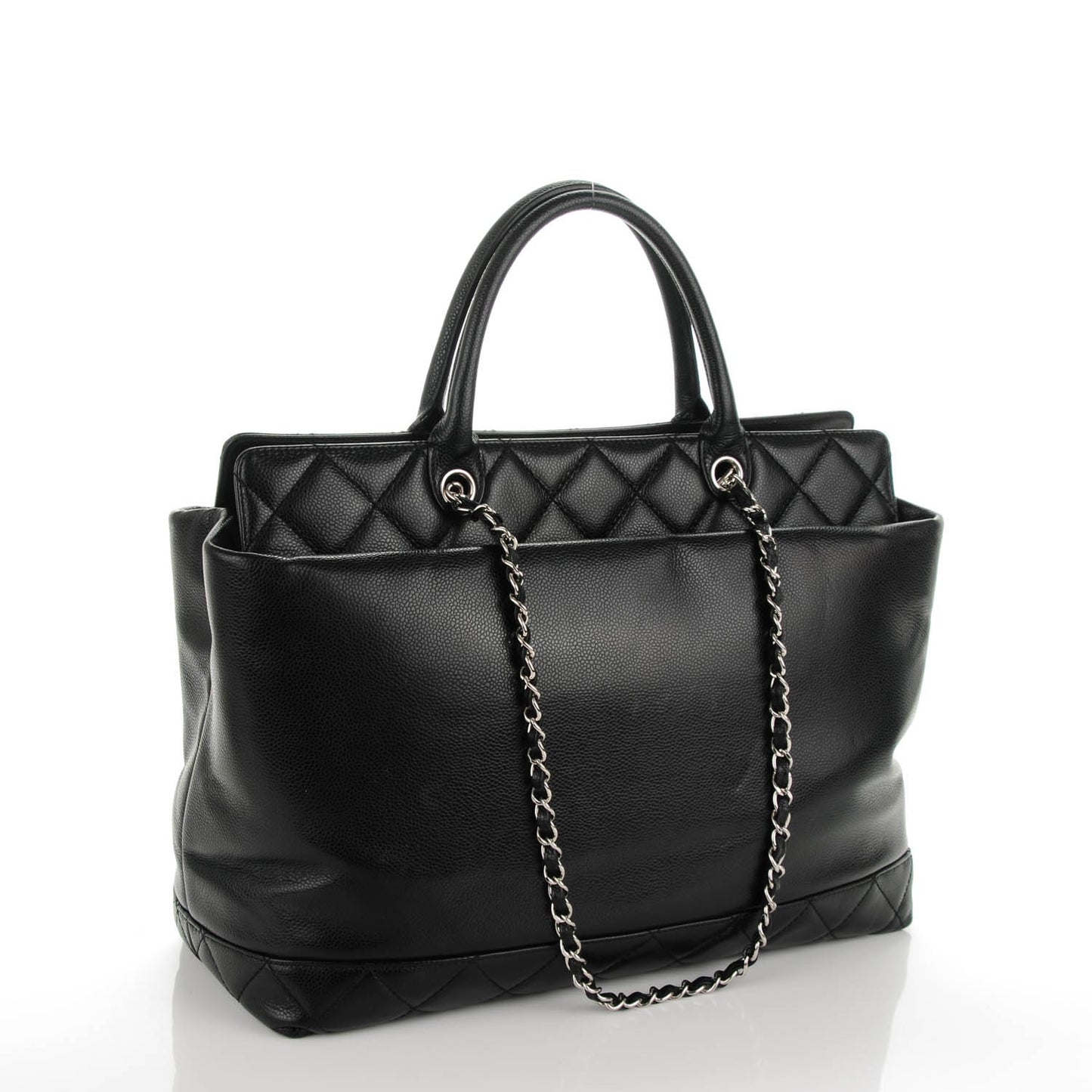 Caviar Large Soft CC Top Handle Tote Black