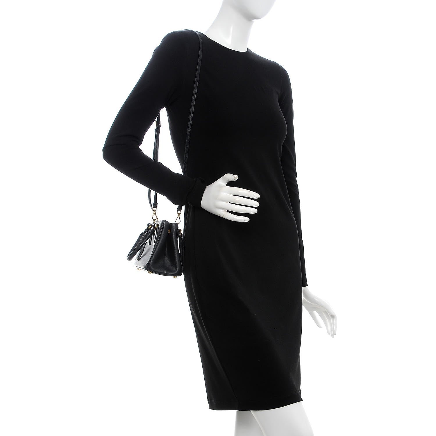 Prada Saffiano Lux Mini Galleria Double Zip Tote Black 3 of 11