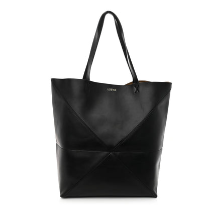 Loewe Shiny Calfskin Large Puzzle Fold Tote Black 1 of 15