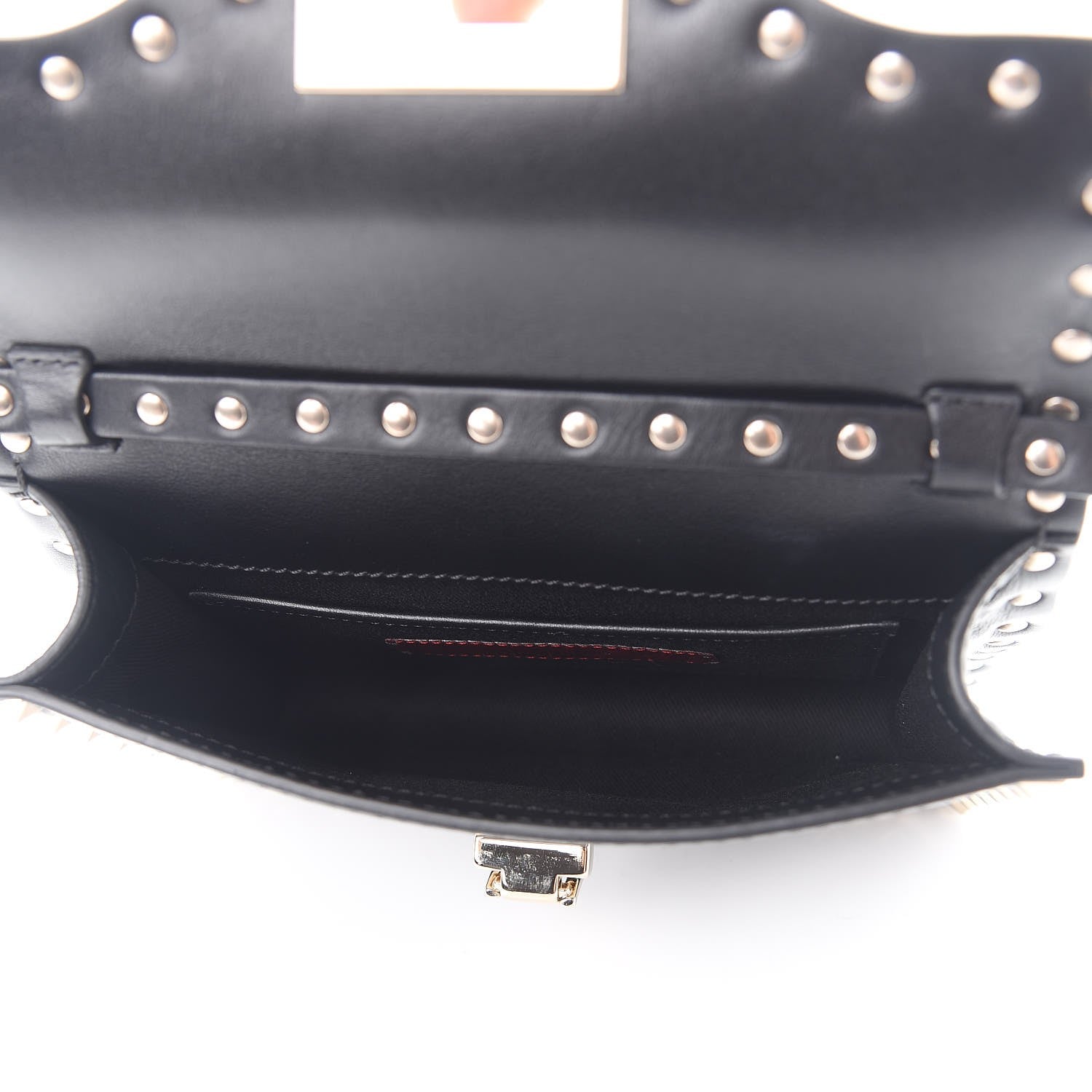 Valentino Garavani Vitello Rockstud Shoulder Flap Bag Black 5 of 6