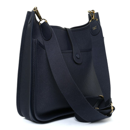 Hermes Taurillon Clemence Evelyne III PM Bleu Nuit 3 of 10