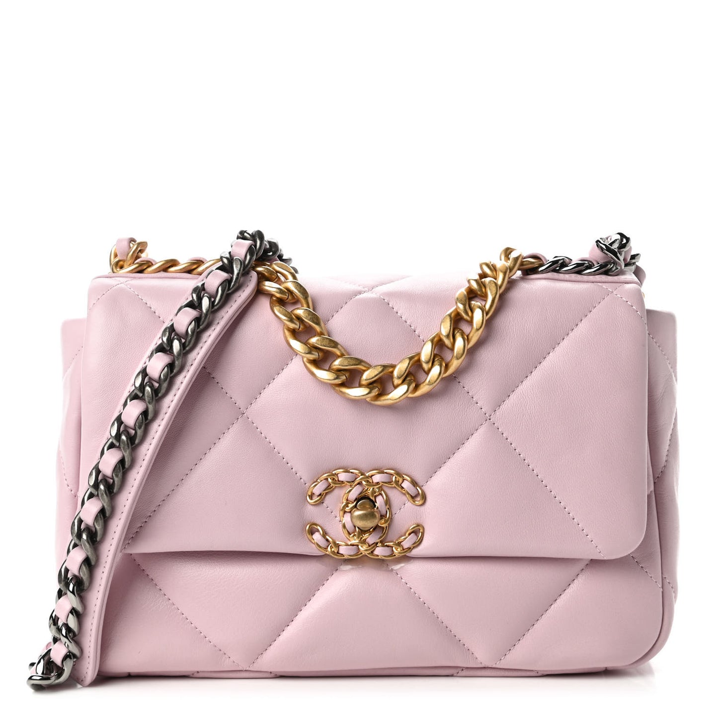 Lambskin Quilted Medium Chanel 19 Flap Light Pink
