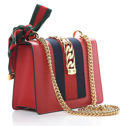 Gucci Calfskin Mini Sylvie Chain Shoulder Bag Hibiscus Red 3 of 10