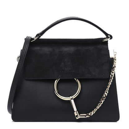 Chloe Suede Calfskin Medium Faye Shoulder Bag Black 1 of 4