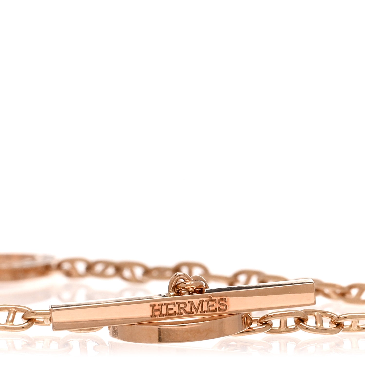 Hermes 18K Rose Gold Diamond Chaine D'Ancre Contour Bracelet XS 3 of 5