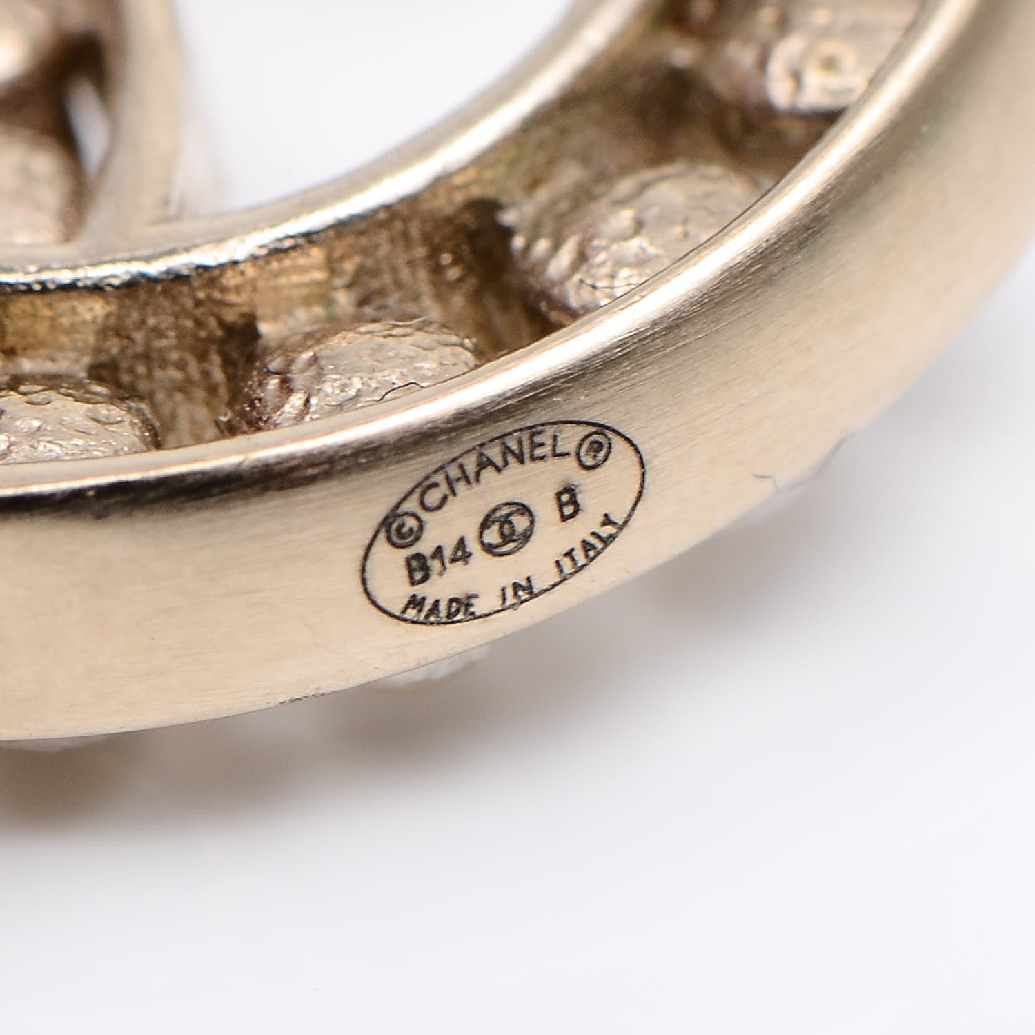 Chanel Crystal Pearl CC Earrings Light Gold 6 of 6