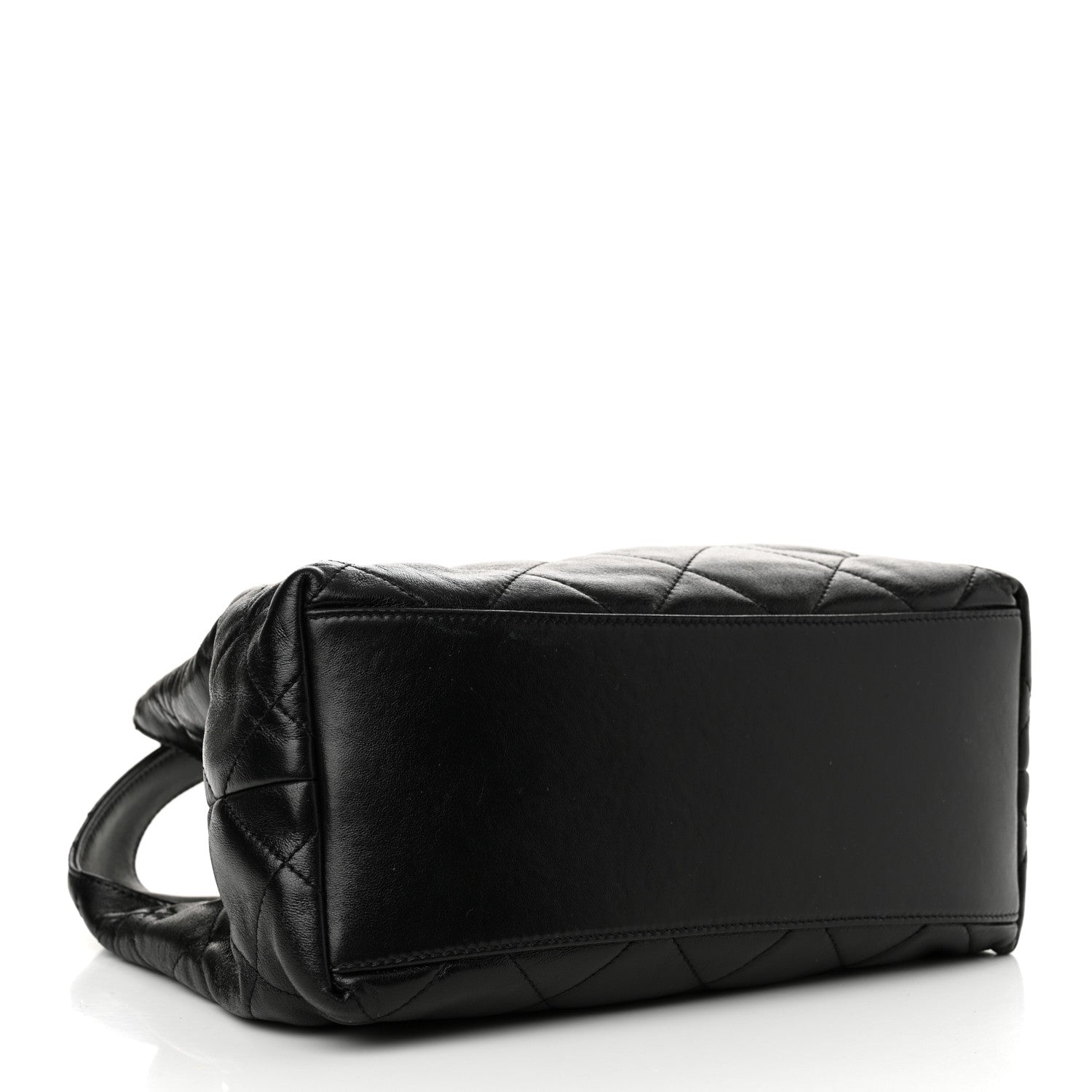 Chanel Shiny Lambskin Quilted CC Belt Shopping Bag Black Black 4 of 11