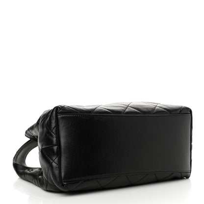Chanel Shiny Lambskin Quilted CC Belt Shopping Bag Black Black 4 of 11
