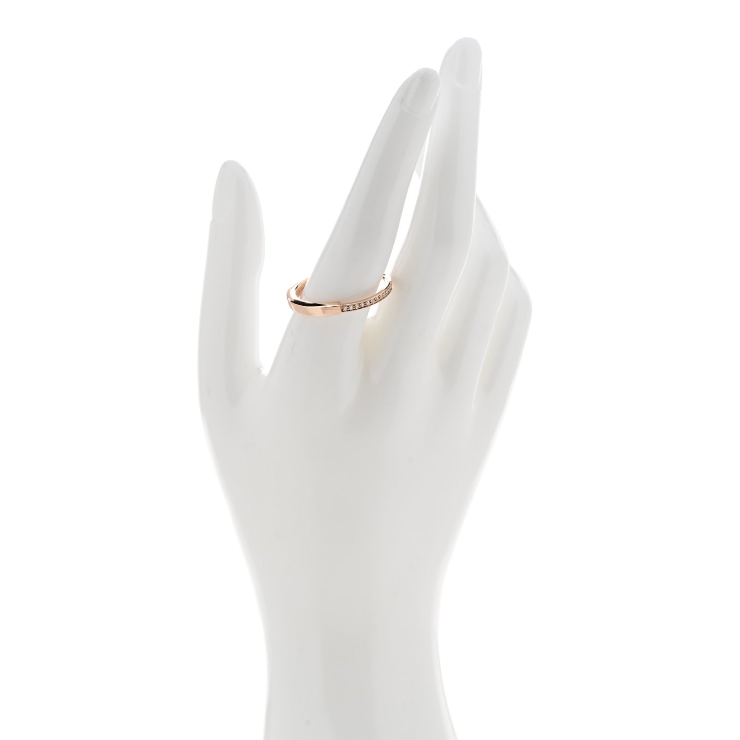 18K Rose Gold Diamond Lock Ring 62 10
