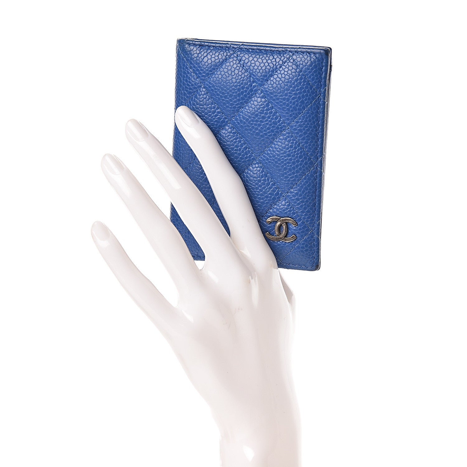 Chanel Caviar Quilted Card Holder Wallet Blue 2 of 14