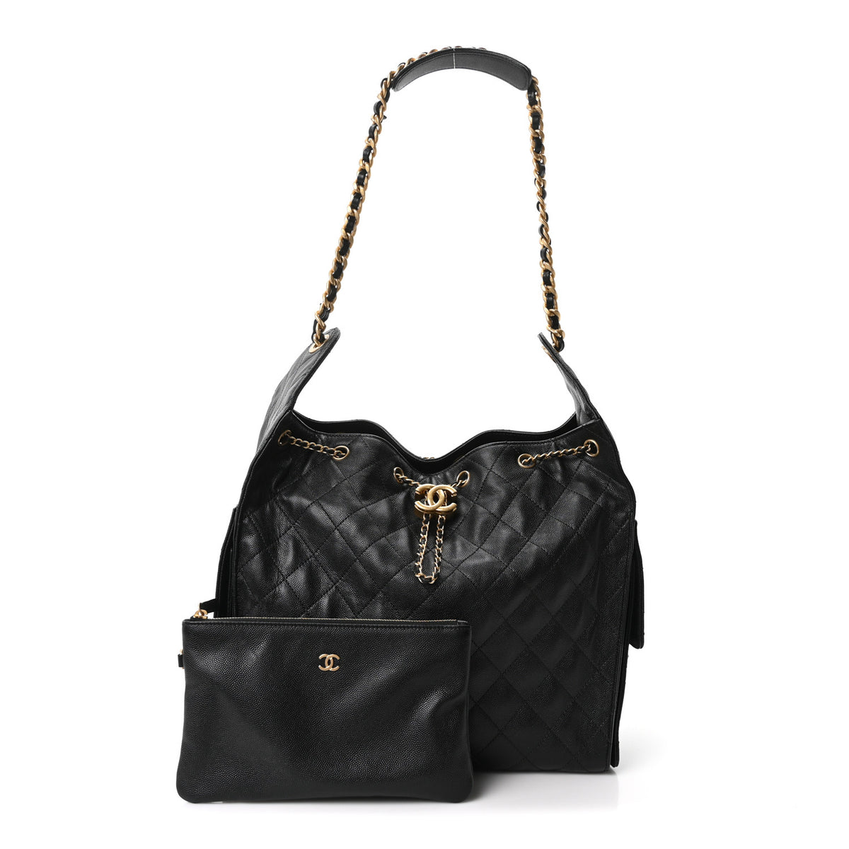 Caviar Quilted Medium Chanel 25 Handbag Black