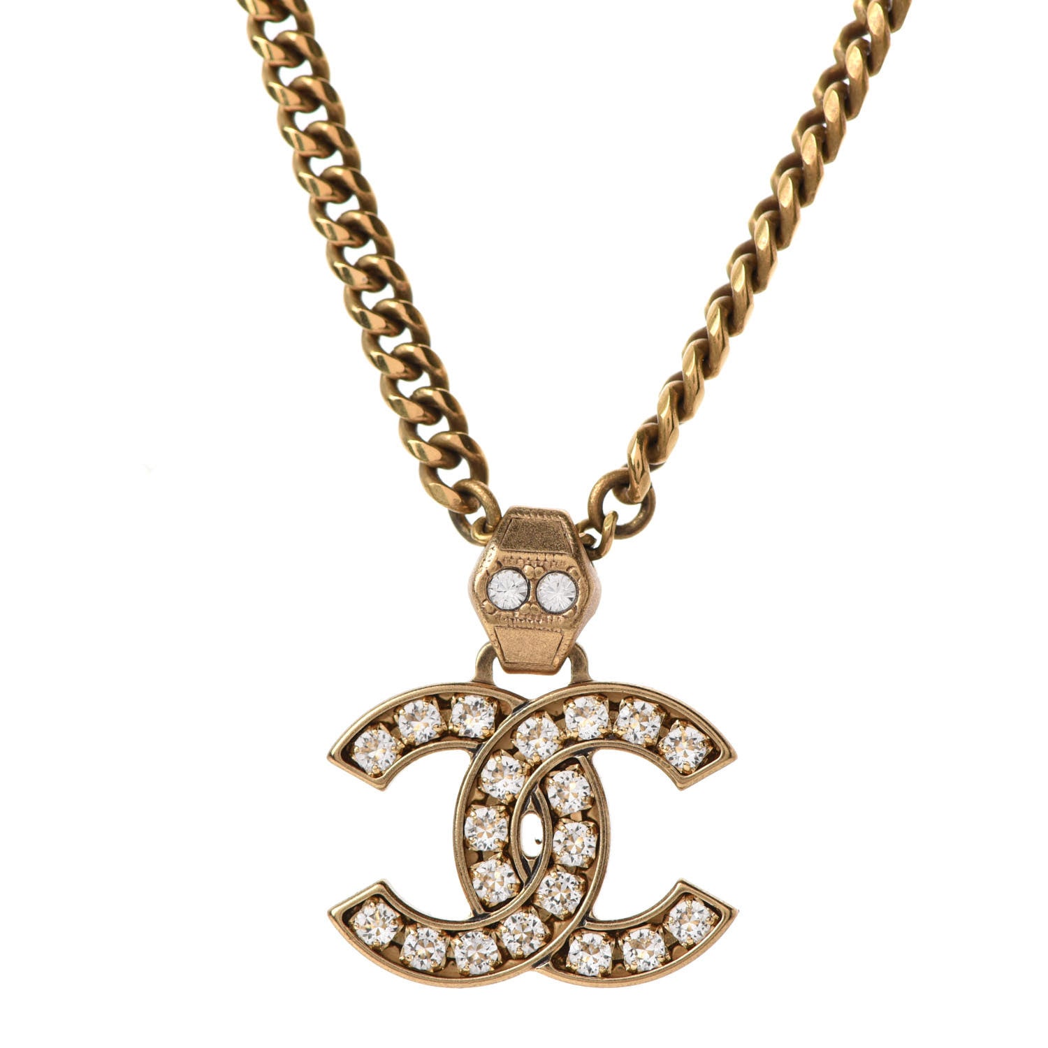 Chanel Crystal CC Necklace Gold 3 of 6