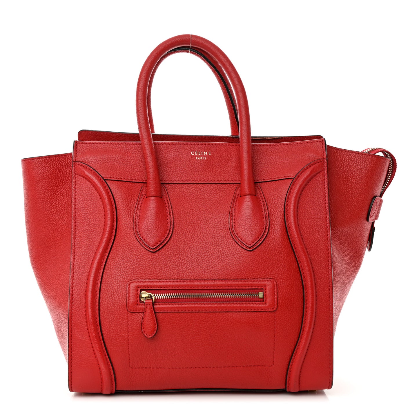 Drummed Calfskin Mini Luggage Red