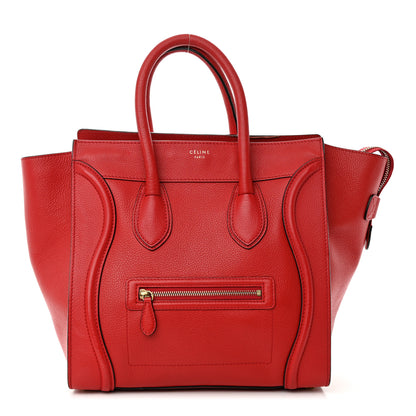 Celine Drummed Calfskin Mini Luggage Red 1 of 10
