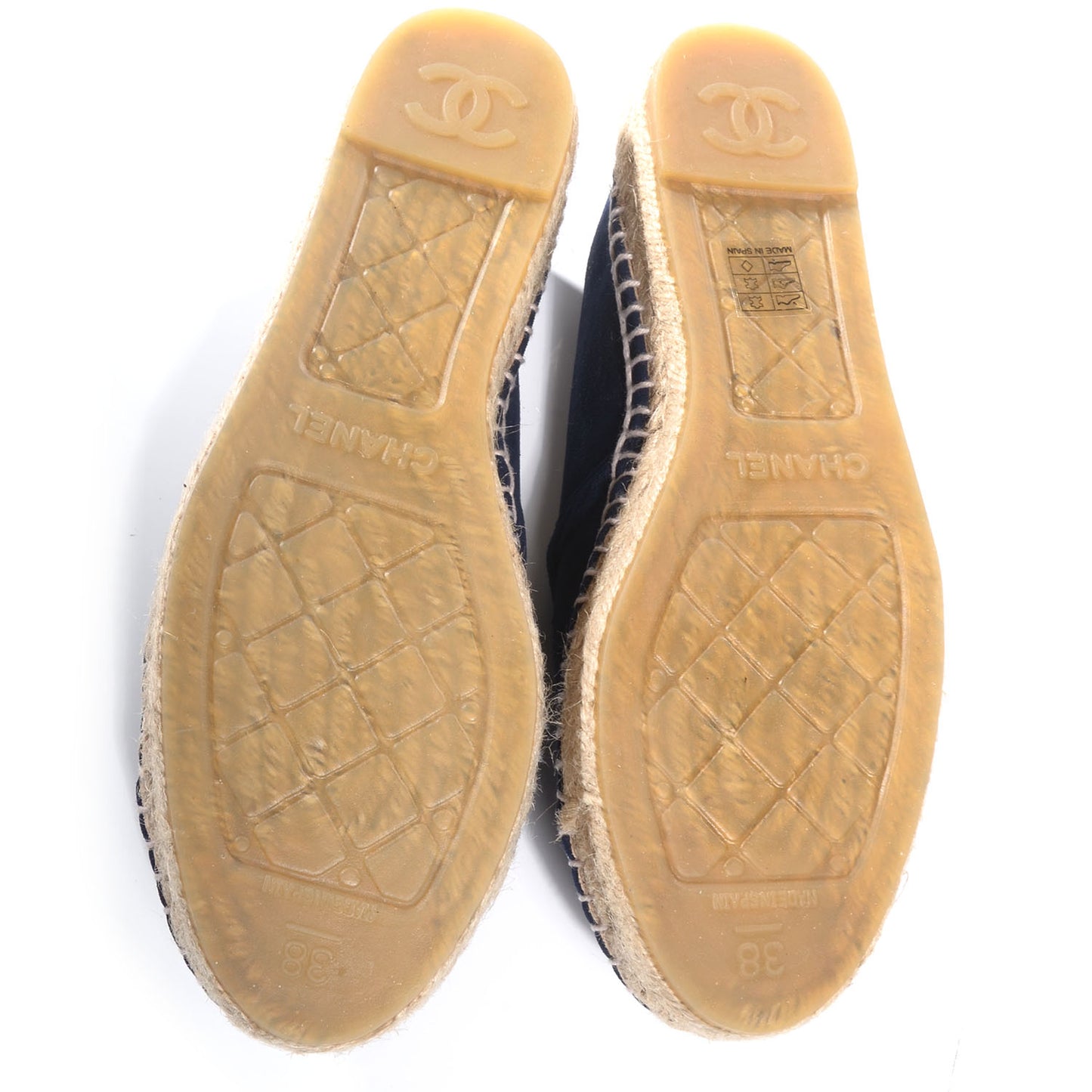 Suede Double Sole Espadrilles Navy Blue 38