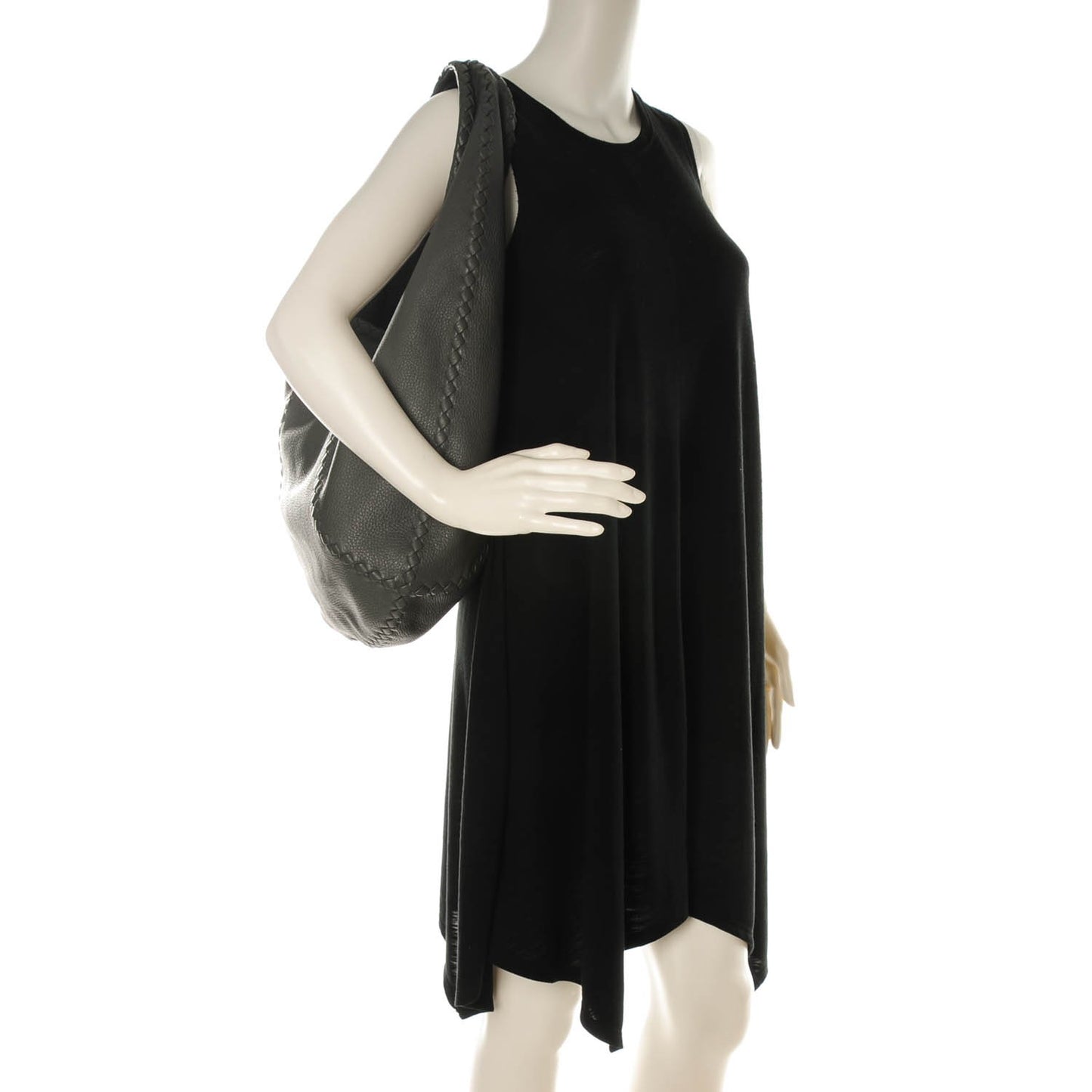 Cervo Deerskin Large Hobo Nero Light Grey