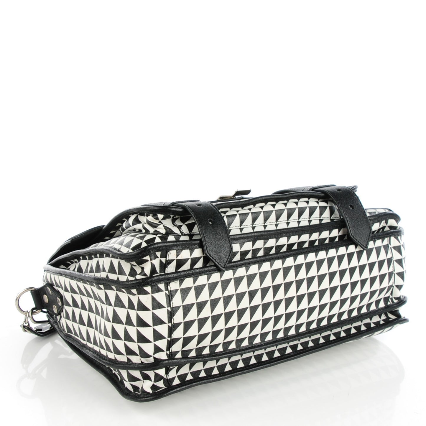 Calfskin Triangle Print Medium PS1 Satchel Black White