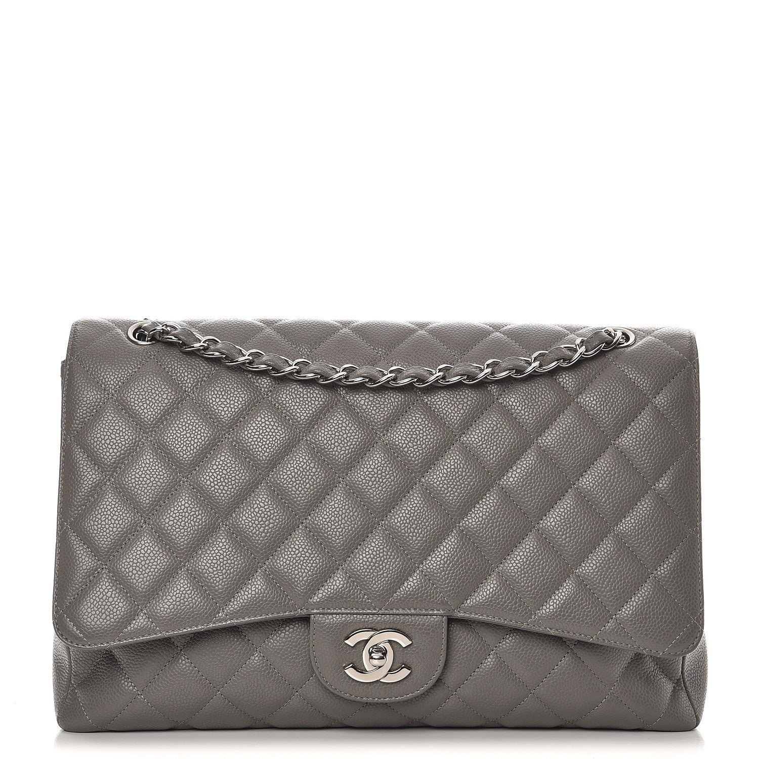Chanel Caviar Quilted Maxi Single Flap Grey 1 of 14